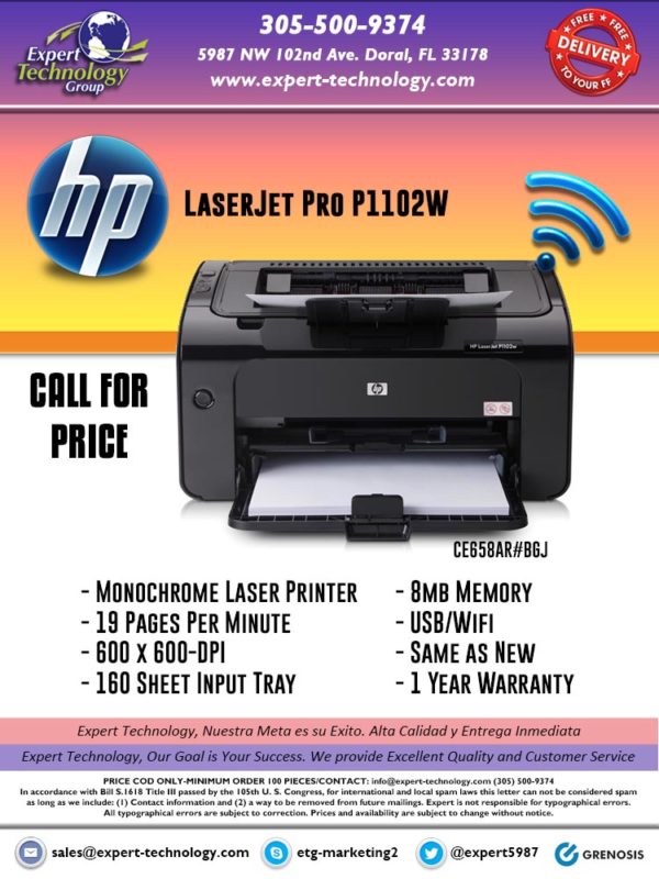 Hp Laserjet Pro P1102w Printer Expert Technology 2523